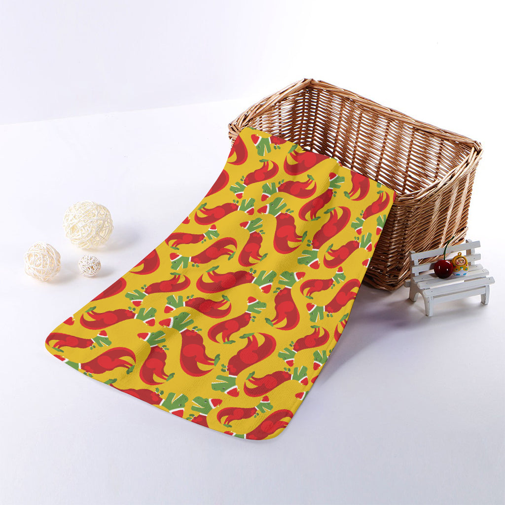 Santa Claus T-Rex Christmas Dino Print Towel
