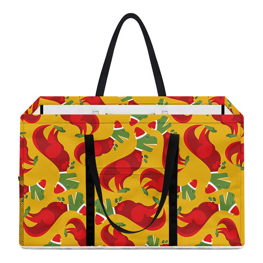 Santa Claus T-Rex Christmas Dino Print Utility Tote Bag