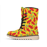 Santa Claus T-Rex Christmas Dino Print Winter Boots