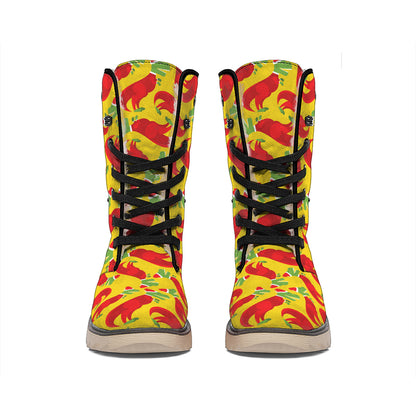 Santa Claus T-Rex Christmas Dino Print Winter Boots