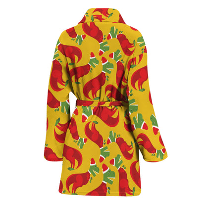 Santa Claus T-Rex Christmas Dino Print Women's Bathrobe