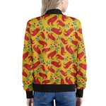 Santa Claus T-Rex Christmas Dino Print Women's Bomber Jacket