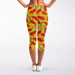 Santa Claus T-Rex Christmas Dino Print Women's Capri Leggings