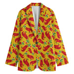 Santa Claus T-Rex Christmas Dino Print Women's Cotton Blazer