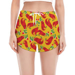 Santa Claus T-Rex Christmas Dino Print Women's Split Running Shorts