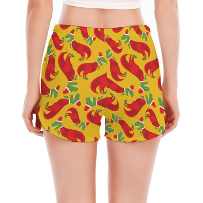 Santa Claus T-Rex Christmas Dino Print Women's Split Running Shorts