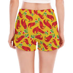 Santa Claus T-Rex Christmas Dino Print Women's Split Running Shorts