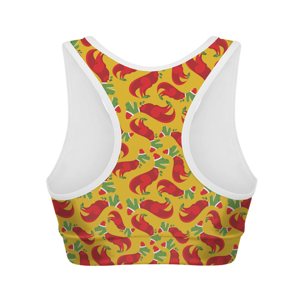 Santa Claus T-Rex Christmas Dino Print Women's Sports Bra