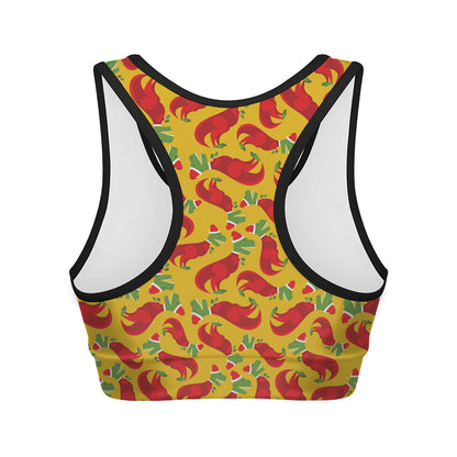 Santa Claus T-Rex Christmas Dino Print Women's Sports Bra