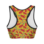 Santa Claus T-Rex Christmas Dino Print Women's Sports Bra