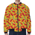 Santa Claus T-Rex Christmas Dino Print Zip Sleeve Bomber Jacket