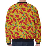 Santa Claus T-Rex Christmas Dino Print Zip Sleeve Bomber Jacket