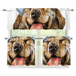 Santa Labrador Retriever Print 3 Piece Kitchen Curtains