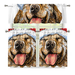Santa Labrador Retriever Print 3 Piece Kitchen Curtains
