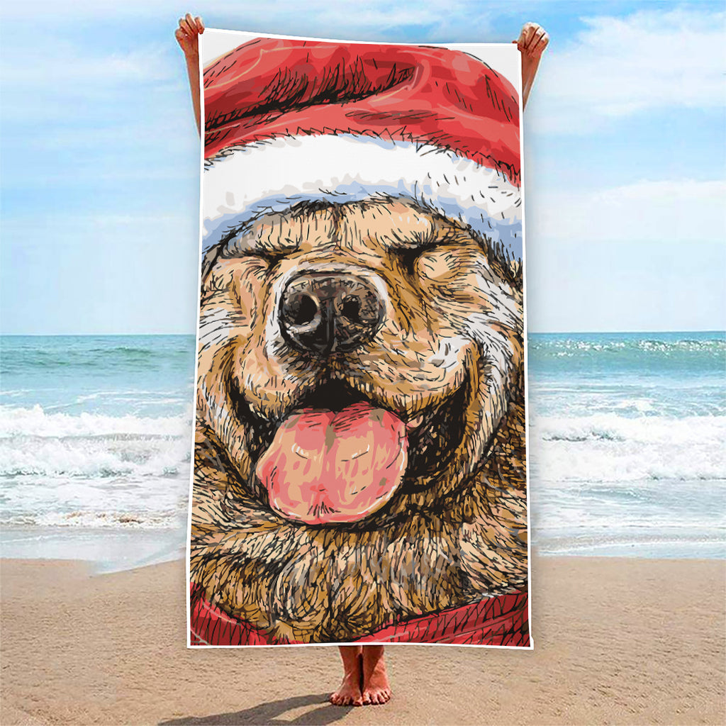 Santa Labrador Retriever Print Beach Towel