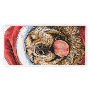 Santa Labrador Retriever Print Beach Towel