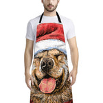 Santa Labrador Retriever Print Bib Apron With Pocket