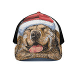 Santa Labrador Retriever Print Black Mesh Trucker Cap