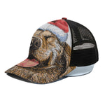 Santa Labrador Retriever Print Black Mesh Trucker Cap