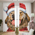 Santa Labrador Retriever Print Dimout Pencil Pleat Curtains