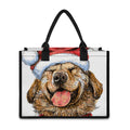 Santa Labrador Retriever Print Canvas Tote Bag