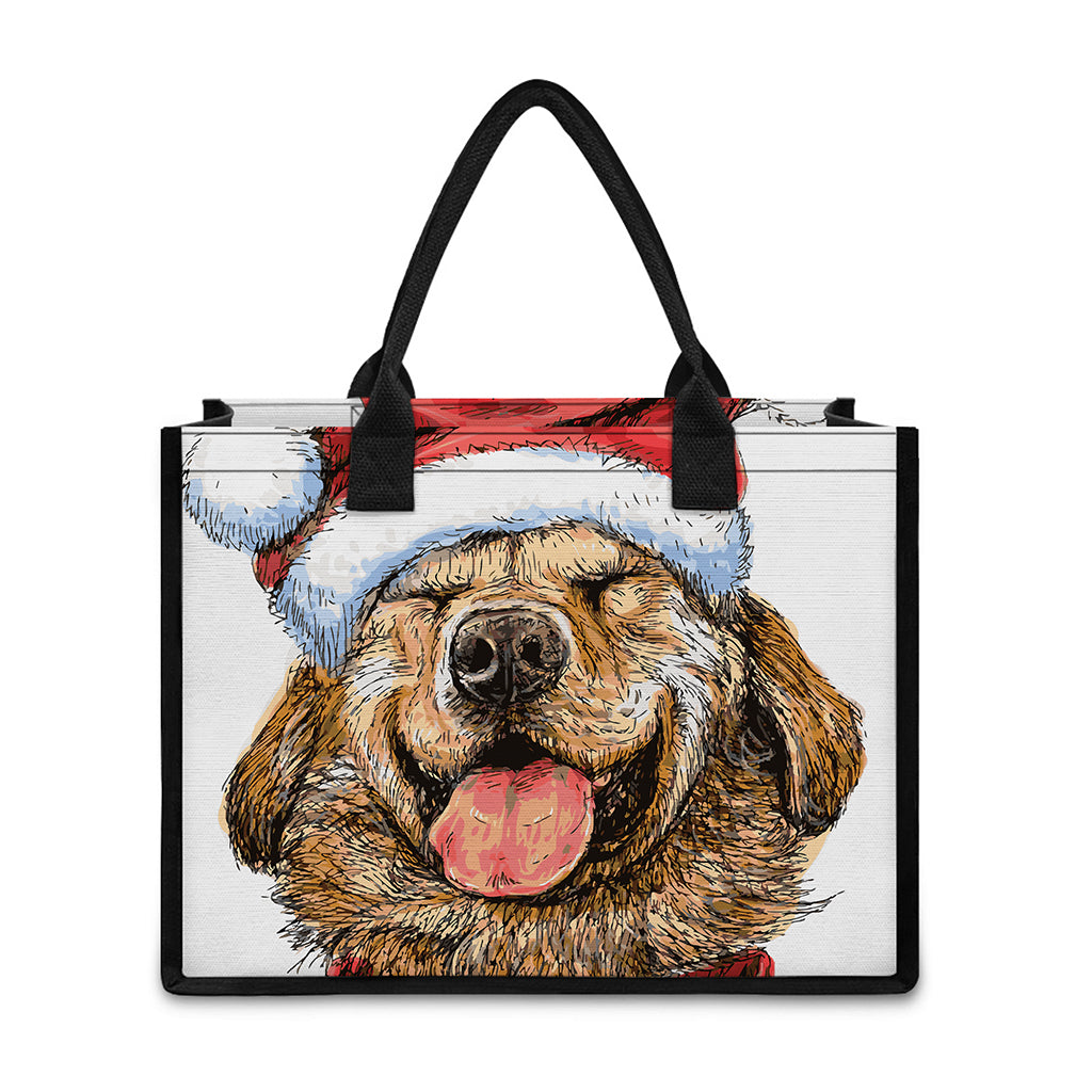 Santa Labrador Retriever Print Canvas Tote Bag