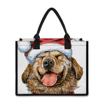 Santa Labrador Retriever Print Canvas Tote Bag