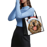Santa Labrador Retriever Print Canvas Tote Bag