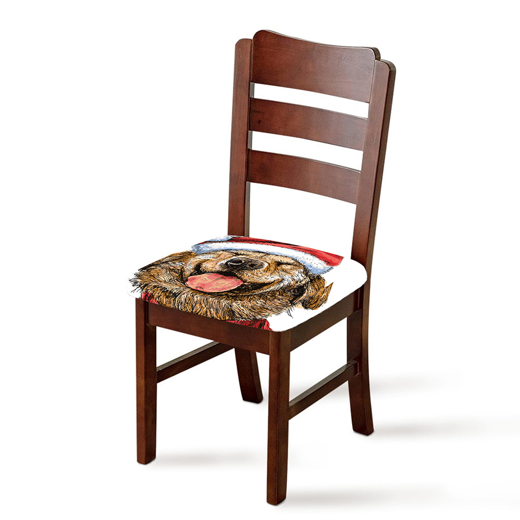 Santa Labrador Retriever Print Chair Cushion Cover