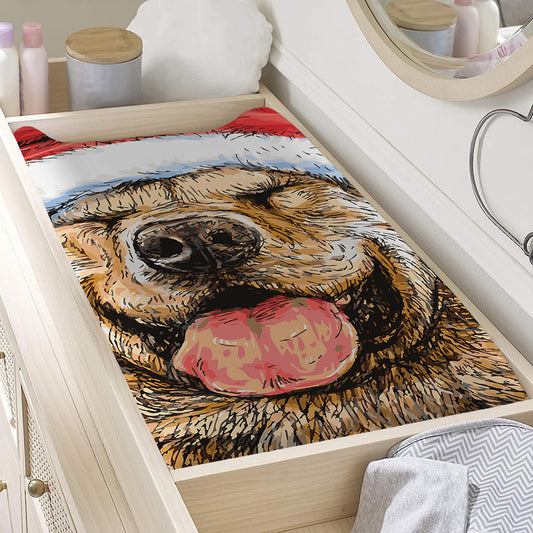 Santa Labrador Retriever Print Changing Pad Cover