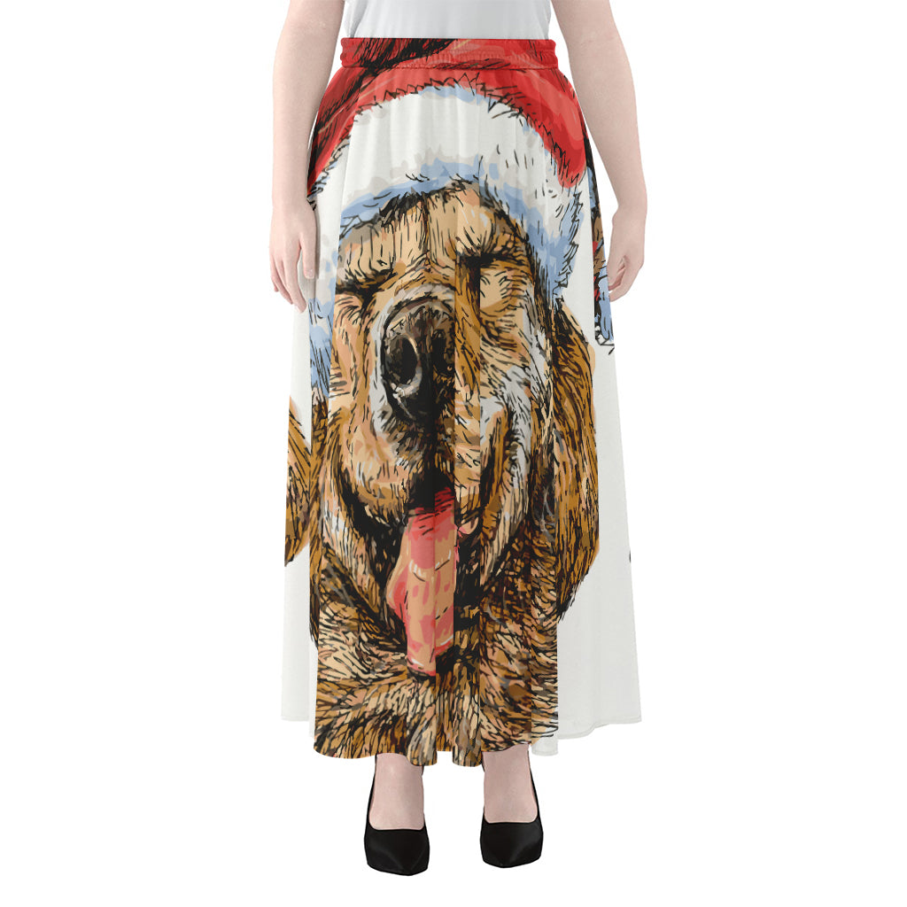 Santa Labrador Retriever Print Chiffon Maxi Skirt