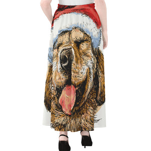 Santa Labrador Retriever Print Chiffon Maxi Skirt