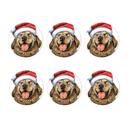 Santa Labrador Retriever Print Coaster Set