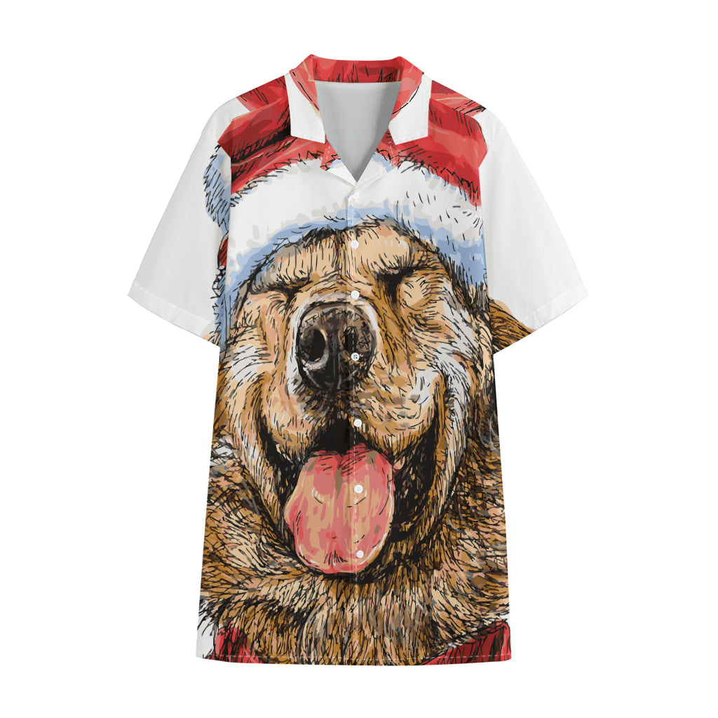 Santa Labrador Retriever Print Cotton Hawaiian Shirt