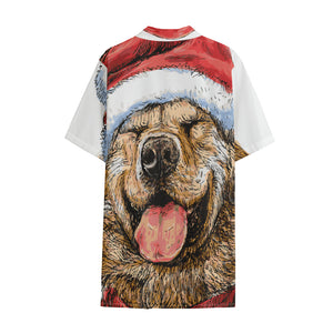 Santa Labrador Retriever Print Cotton Hawaiian Shirt