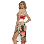 Santa Labrador Retriever Print Cross Back Cami Dress