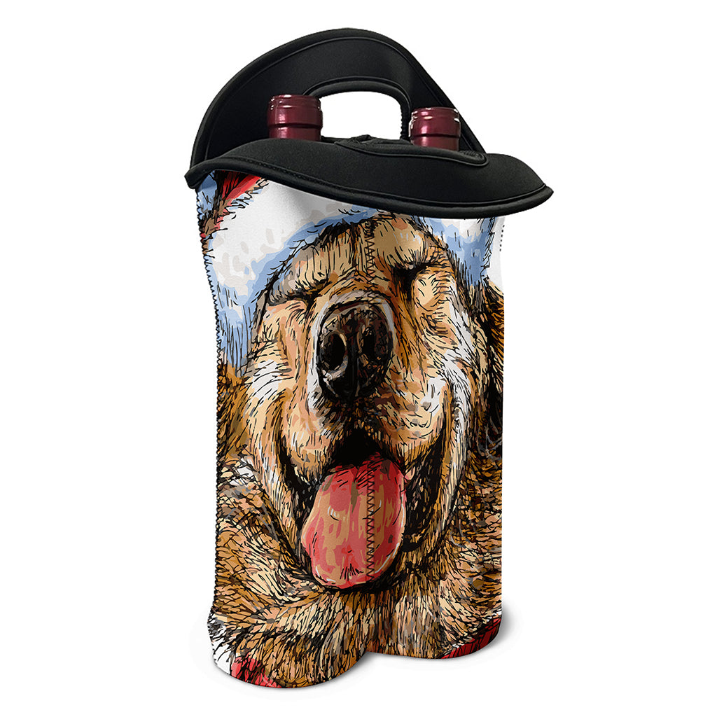 Santa Labrador Retriever Print Double Neoprene Wine Tote