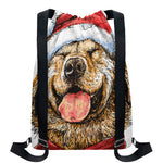 Santa Labrador Retriever Print Drawstring Backpack
