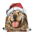 Santa Labrador Retriever Print Drawstring Bag