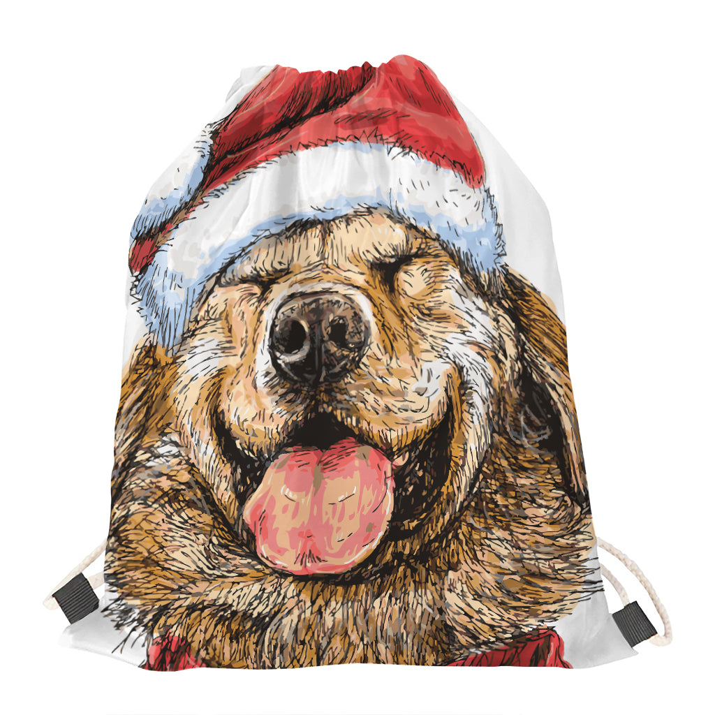 Santa Labrador Retriever Print Drawstring Bag