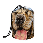 Santa Labrador Retriever Print Drawstring Makeup Bag