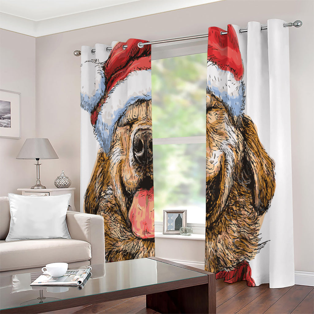 Santa Labrador Retriever Print Extra Wide Grommet Curtains