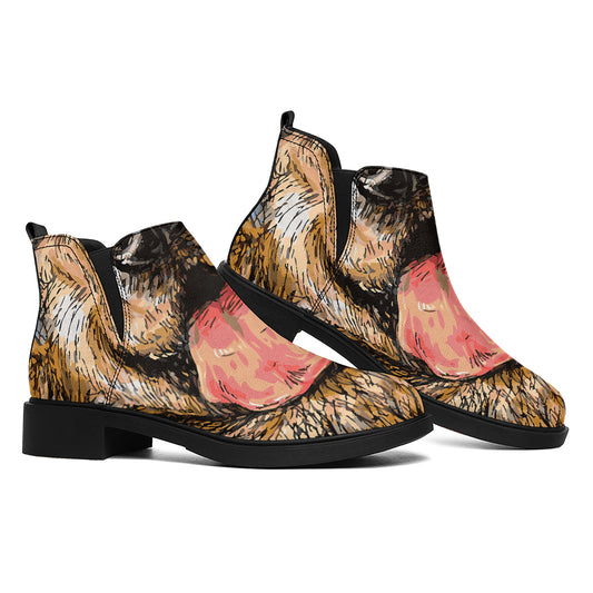 Santa Labrador Retriever Print Flat Ankle Boots
