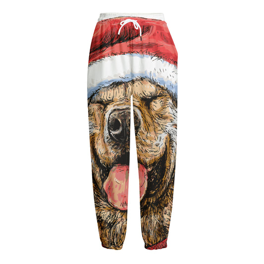 Santa Labrador Retriever Print Fleece Lined Knit Pants