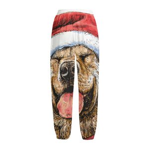 Santa Labrador Retriever Print Fleece Lined Knit Pants