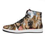 Santa Labrador Retriever Print High Top Leather Sneakers