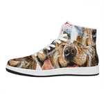 Santa Labrador Retriever Print High Top Leather Sneakers