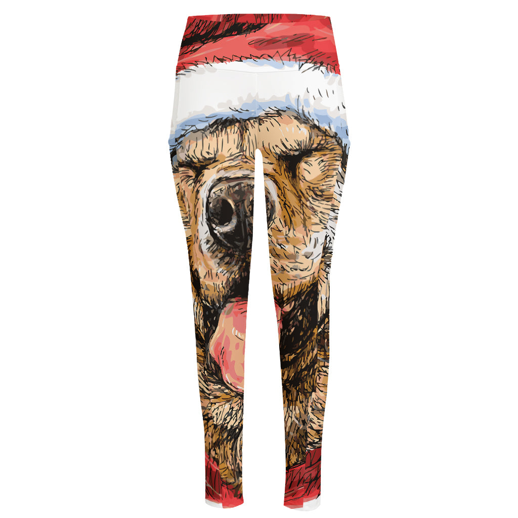 Santa Labrador Retriever Print High-Waisted Pocket Leggings