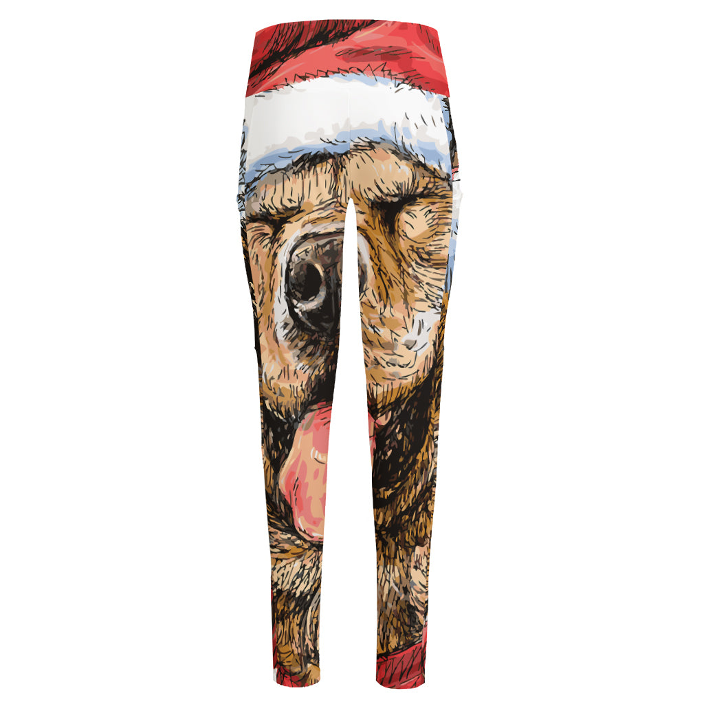 Santa Labrador Retriever Print High-Waisted Pocket Leggings