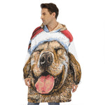 Santa Labrador Retriever Print Hoodie Blanket